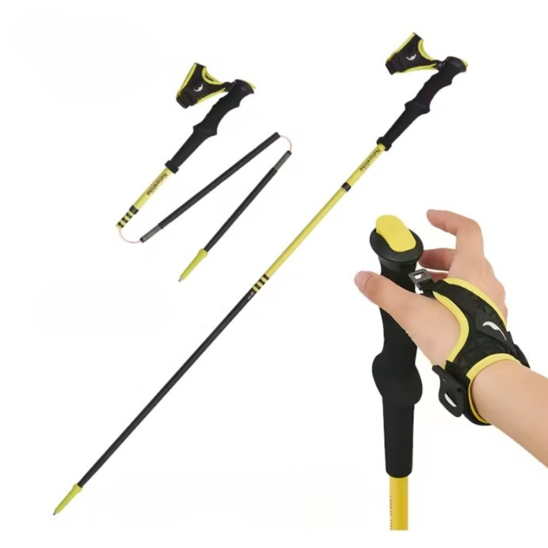 Naturehike skladacia karbónová treková palička Air Terk EXT2 120 cm 151g - čierno / žltá - pravá